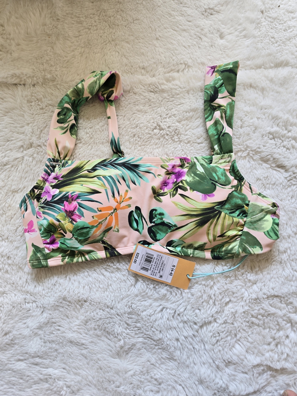 Kona Sol Womens Pink Tropical Floral Bikini Swim Top Adjustable Strap Size S